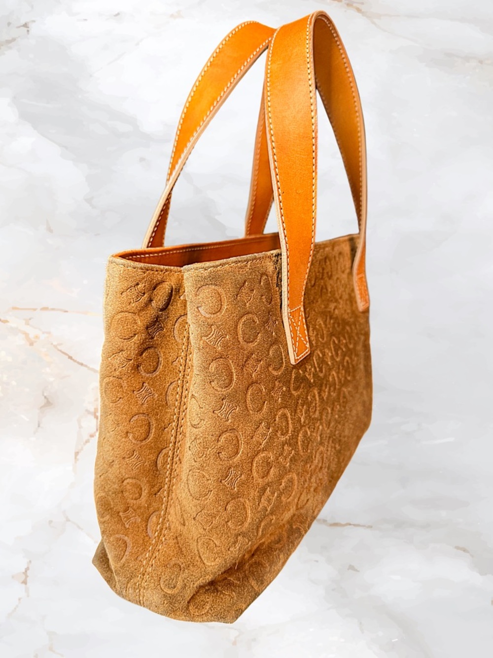 Vintage Celine C Macadam Suede Mini Tote - Cognac/Tan - Restored